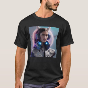 Woman Cat Ears Pink Moon Moonlight Fantasy Space F T-Shirt