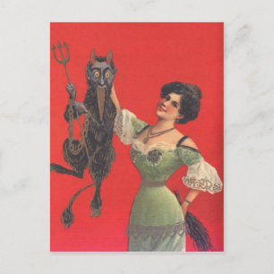 Woman Catching Krampus Postcard