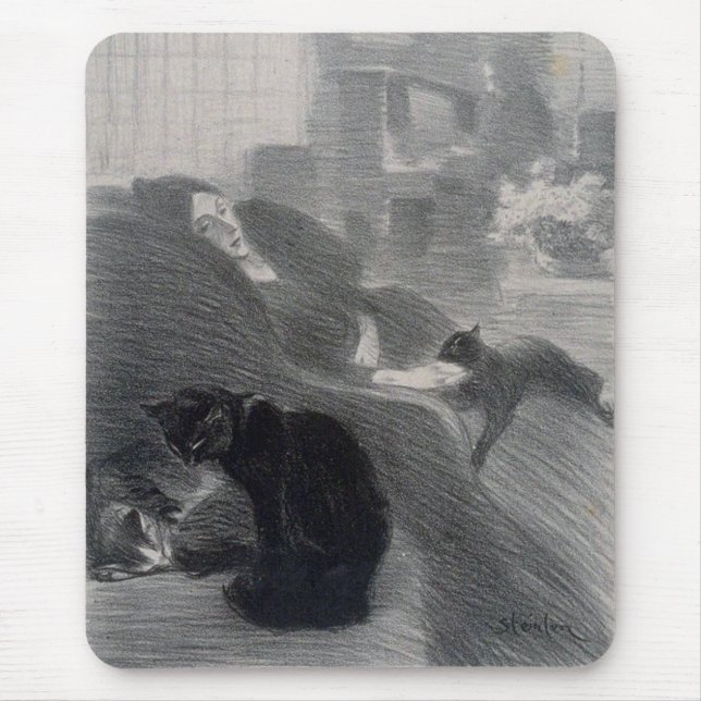 Woman & Cats, Alexandre Steinlen Mouse Mat (Front)