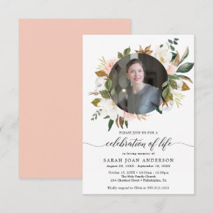 Woman Celebration Of Life Magnolia with Photo Invitation