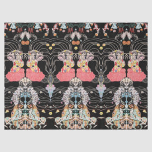 WOMAN,CENTAUR FLORAL Red Black White Klimt Pattern Tissue Paper