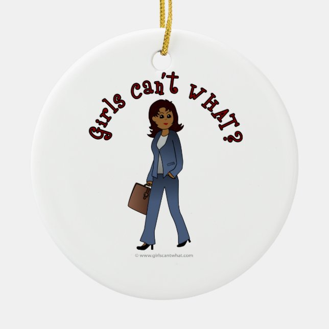 Woman CEO in Business Suit Ceramic Tree Decoration (Front)