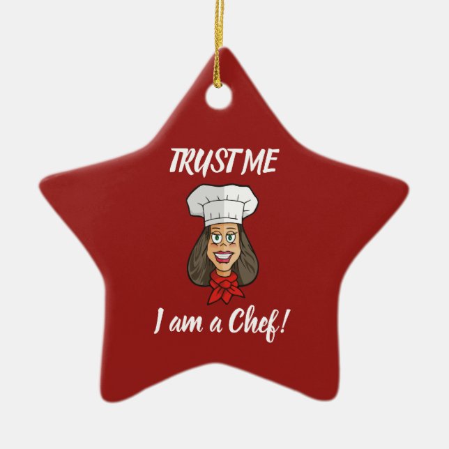 Woman Chef Ceramic Tree Decoration (Front)