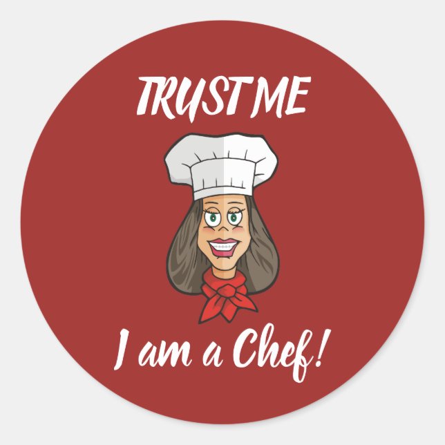 Woman Chef Classic Round Sticker (Front)