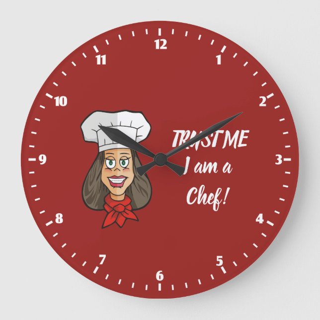 Woman Chef Large Clock (Front)