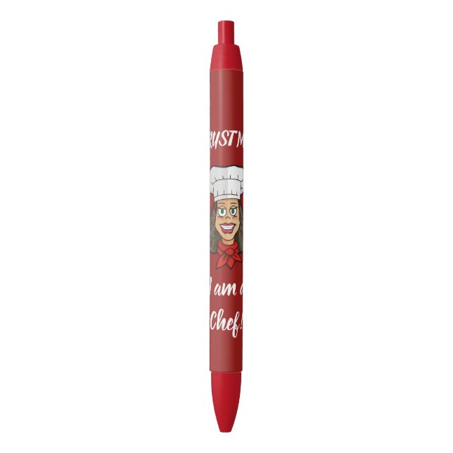 Woman Chef Red Ink Pen (Front Vertical)