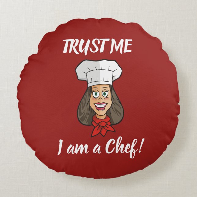 Woman Chef Round Cushion (Front)