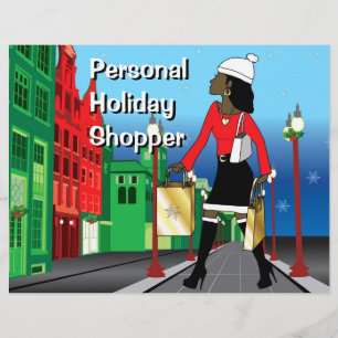Woman Christmas shopping with bags dressed fashion Flyer
