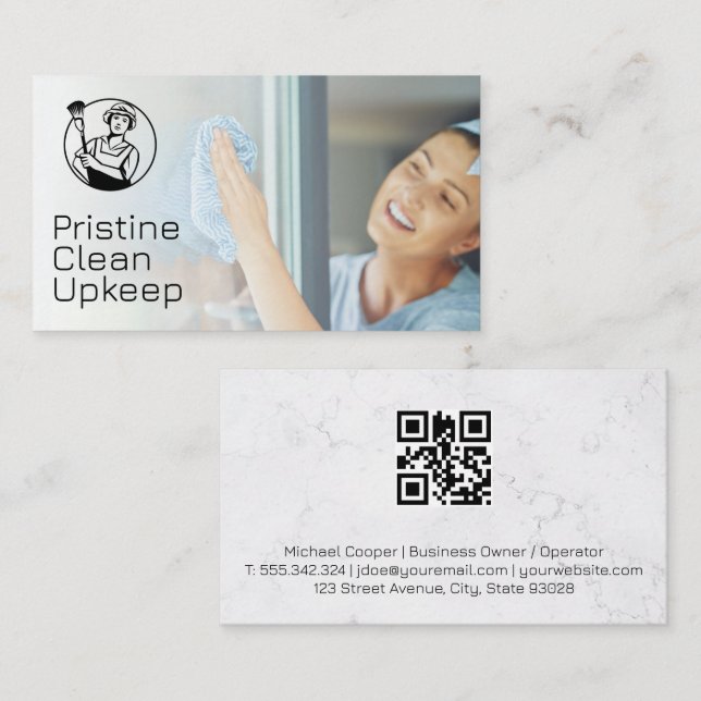 Woman Cleaning Glass Window Business Card (Front/Back)