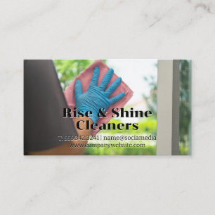 Woman Cleaning Glass Window Business Card