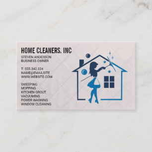 Woman Cleaning Home   Maid Service Business Card