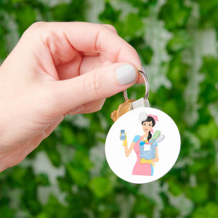Woman Cleaning Key Ring