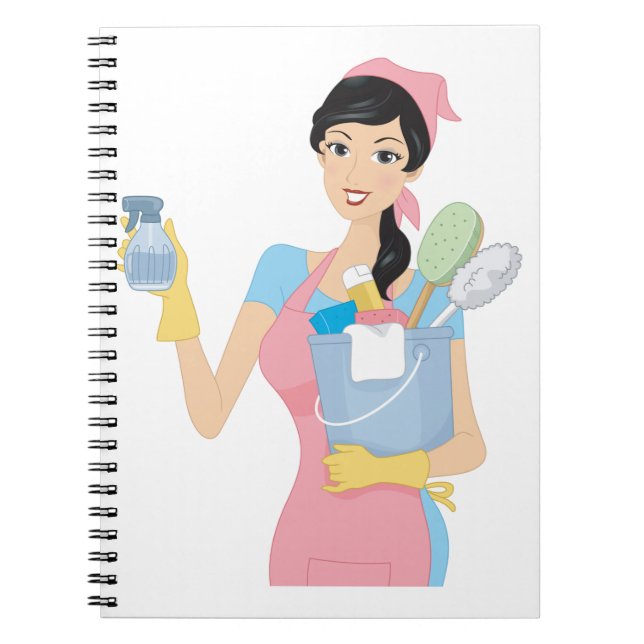Woman Cleaning Notebook (Front)