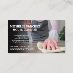Woman Cleaning Table Business Card