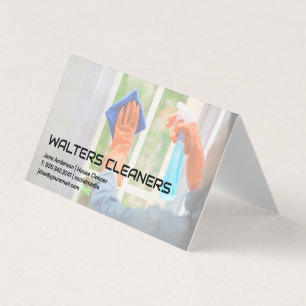 Woman Cleaning Window Business Card