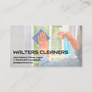 Woman Cleaning Window Business Card