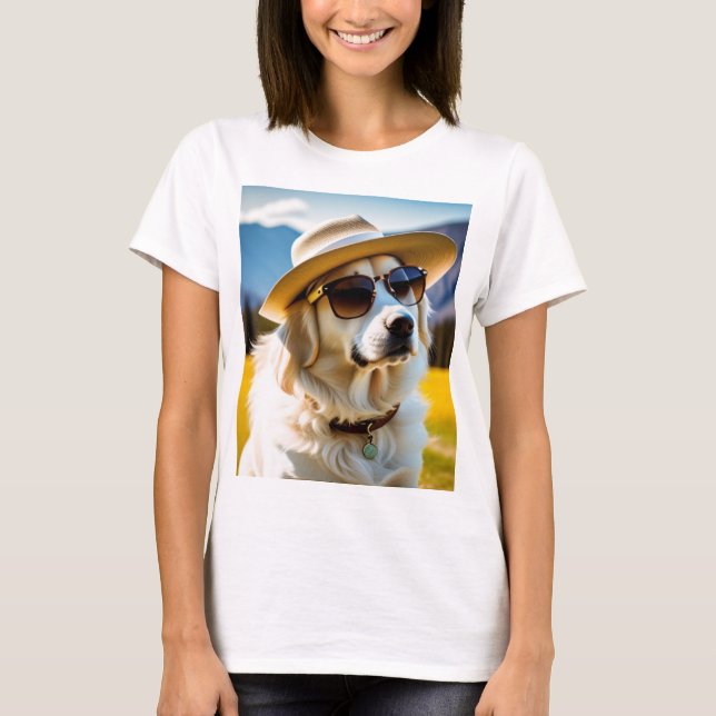 Woman Clothing, cute dog T-shirt (Front)