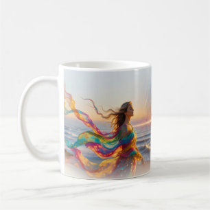 Woman Coastal Energy Tunnel Rainbow Waves Mug