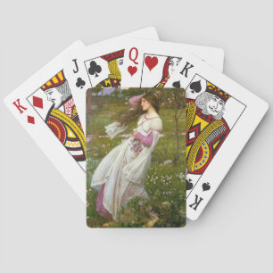 Woman Collecting Flowers in the Wind Playing Cards