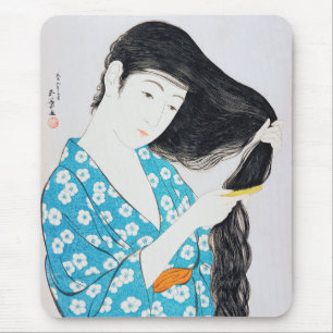 Woman Combing Her Hair, Goyō Hashiguchi Mouse Mat