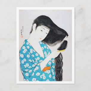 Woman Combing Her Hair, Goyō Hashiguchi Postcard