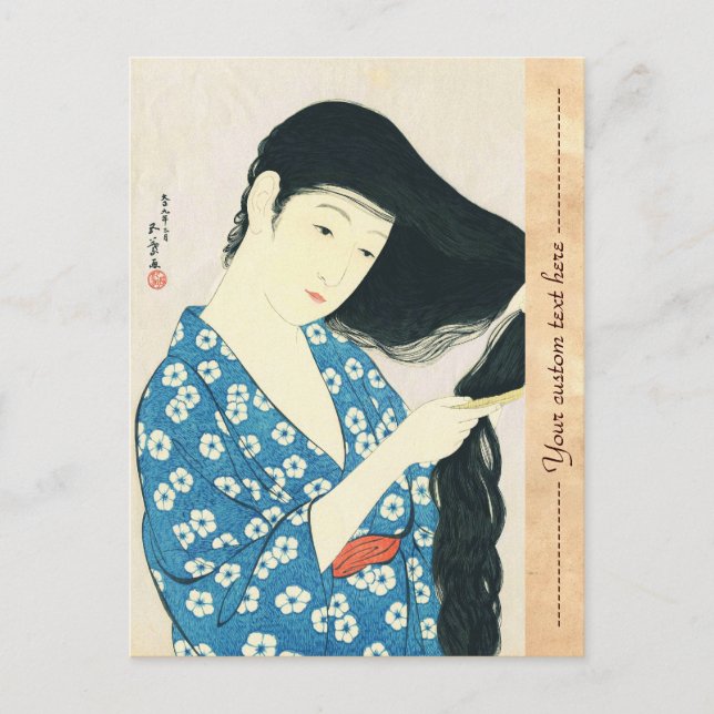 Woman Combing Her Hair Hashiguchi Goyo Postcard (Front)