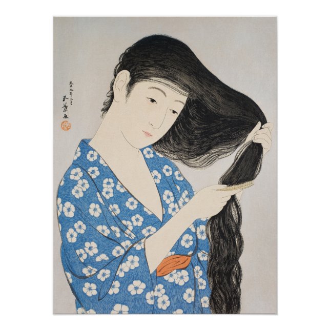 Woman Combing Her Hair Poster (Front)