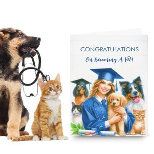 Woman Congratulations Veterinarian with Dogs  Card