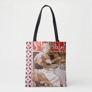 Woman Cooking, Alphonse Mucha Tote Bag