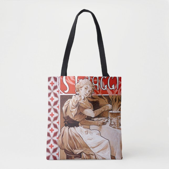 Woman Cooking, Alphonse Mucha Tote Bag (Front)