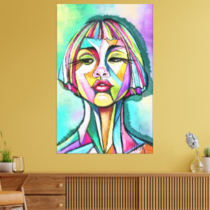 Woman Cubism Art Style Canvas Print