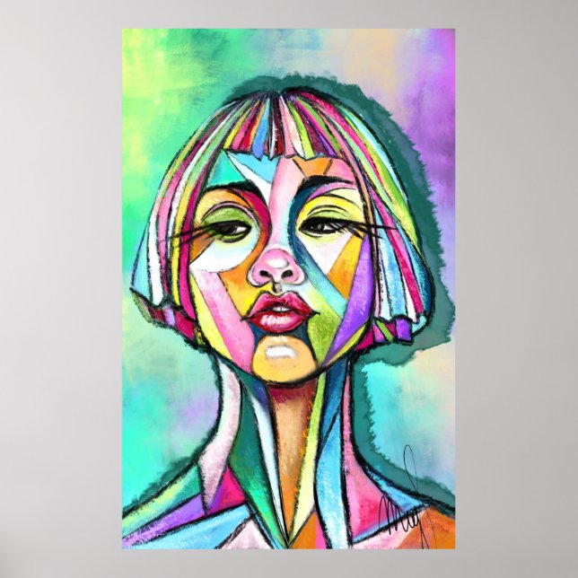 Woman Cubism Art Style Poster (Front)