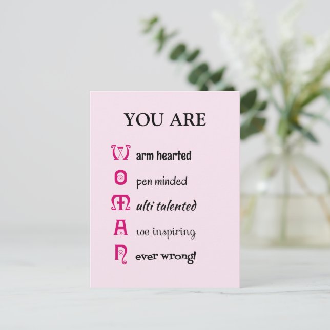 WOMAN custom name self-esteem inspirational Postcard (Standing Front)