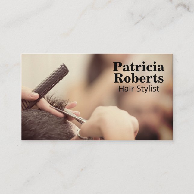Woman Cutting Hair | Hair Stylist Appointment Card (Front)
