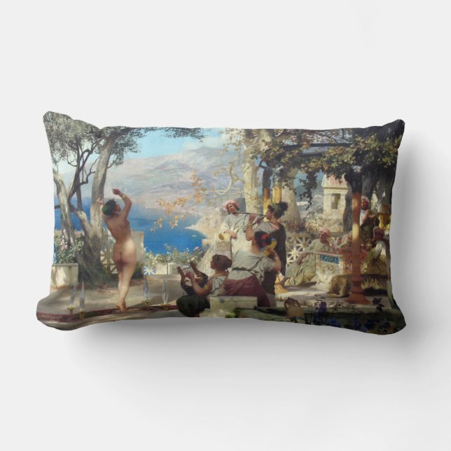 Woman Dancing Among Daggers Lumbar Cushion (Front)
