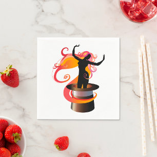 Woman Dancing In A Top Hat Paper Napkins