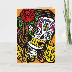woman day of the dead greeting card