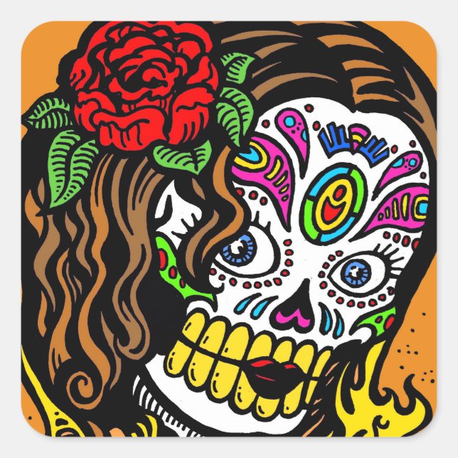woman day of the dead stickers (Front)