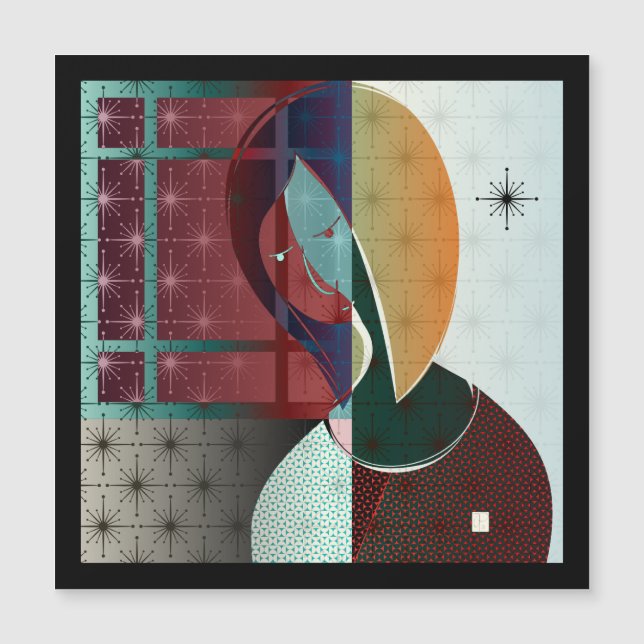 Woman Daydream Magnet Card (Front)