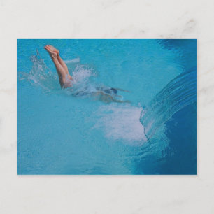 woman diving postcard