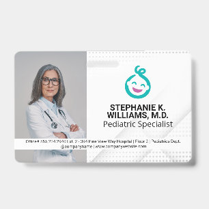 Woman Doctor   Paediatrics Baby Logo ID Badge