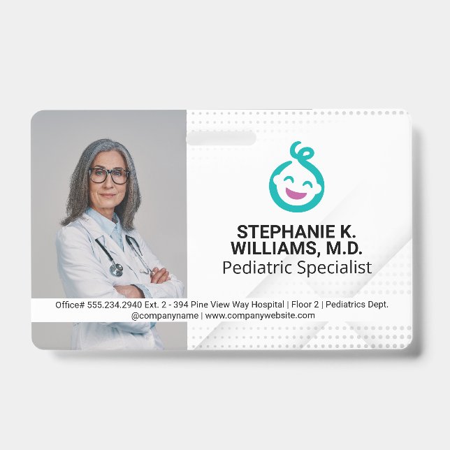 Woman Doctor | Paediatrics Baby Logo ID Badge (Front)