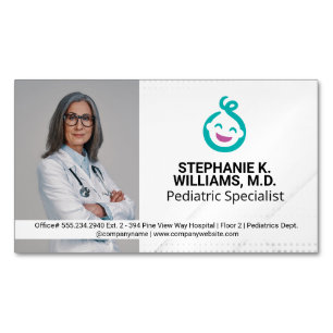 Woman Doctor Paediatrics Baby Logo Magnetic Business Card