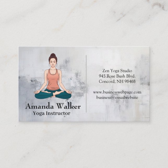 Woman Doing Yoga and Meditating Business Card (Front)