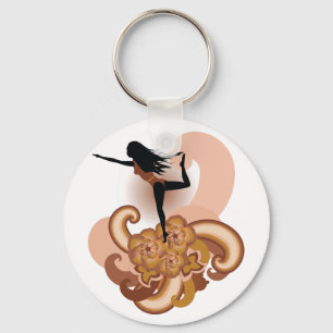 Woman Doing Yoga Key Ring