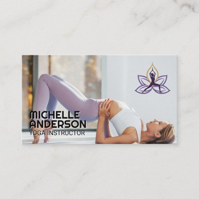 Woman Doing Yoga on the Floor Business Card (Front)