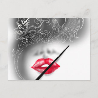 woman dragon postcard