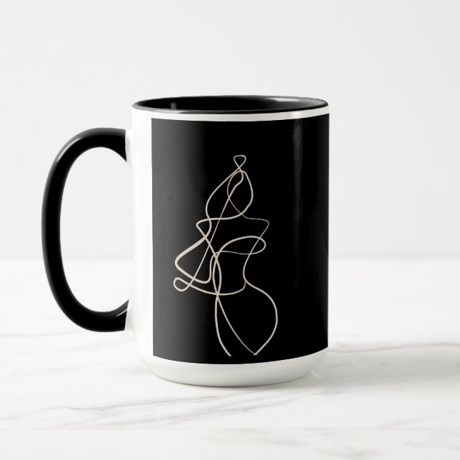 Woman Drawing. Line Art  Mug (Left)