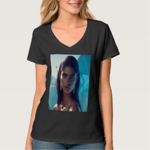 Woman Dreamy Blue Sea Ocean Gold Earrings Look Out T-Shirt