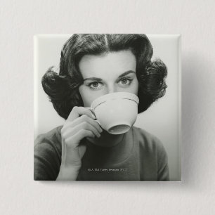 Woman Drinking 15 Cm Square Badge